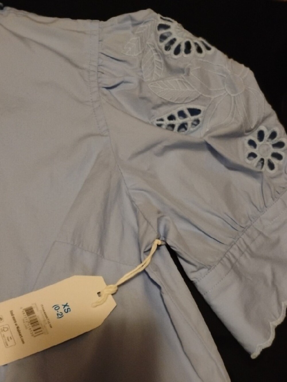 Light Blue Ruffle-Trim Button-Front Women's Top - Picture 2 of 2